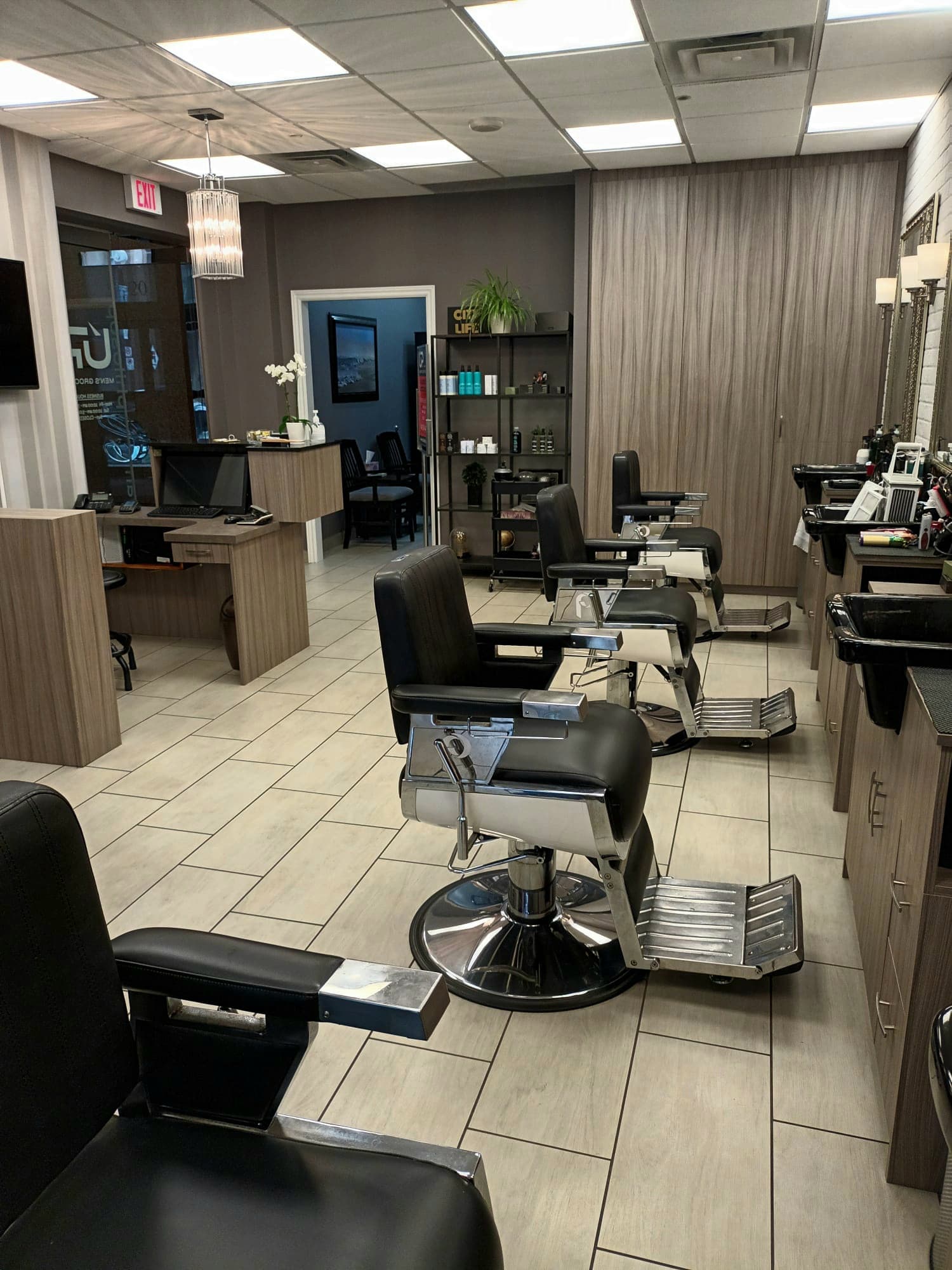 Urban Philosophy men's grooming barbershop interior in Toronto